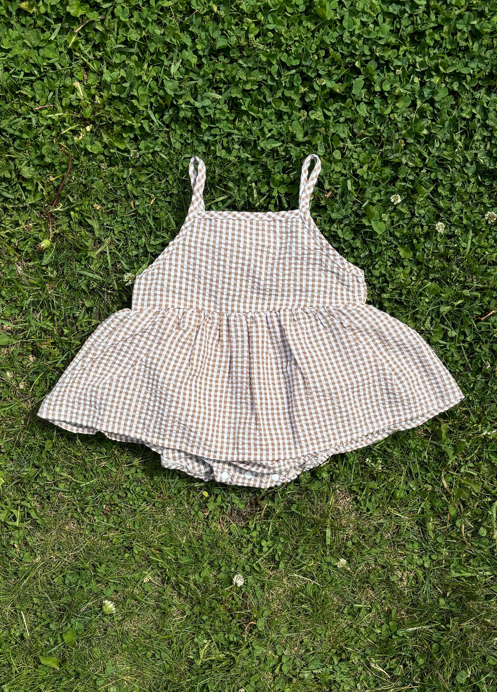 Odette - Brown & White Check Dress