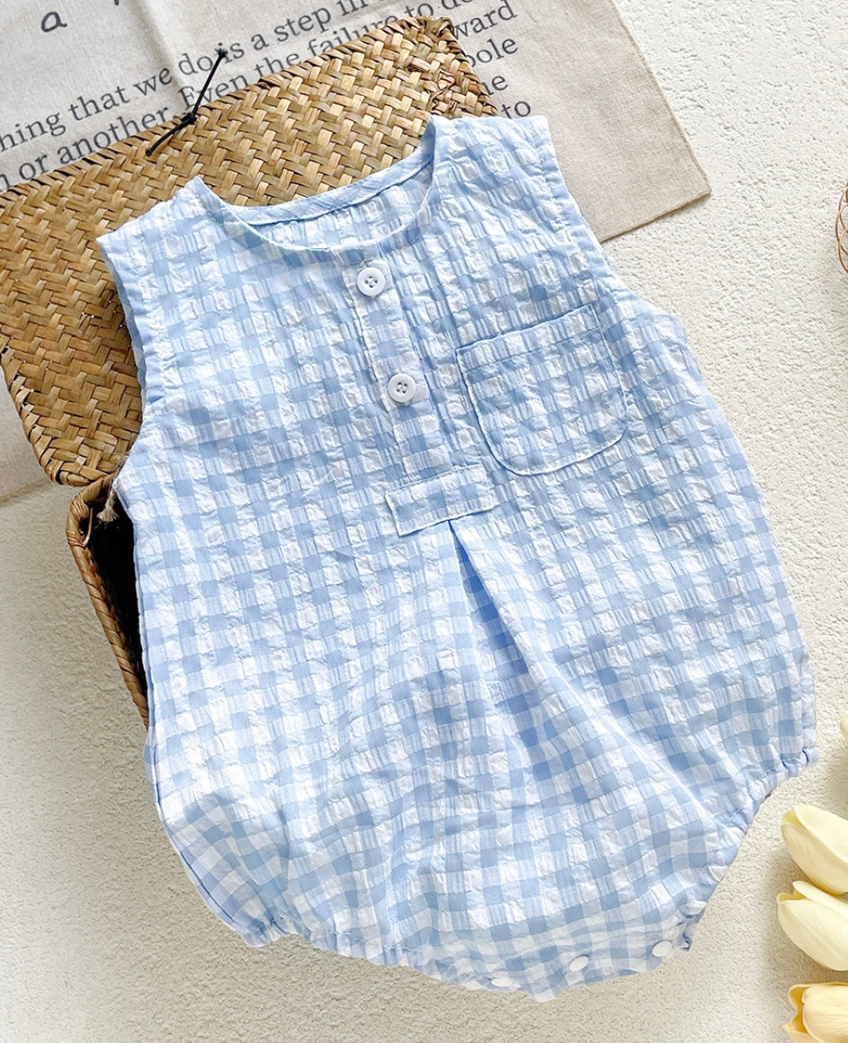 Jack - Blue Check - Romper