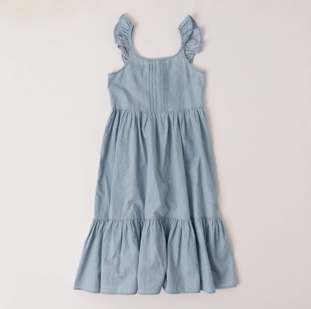 Lucy - Ruffle Shoulder Denim Dress