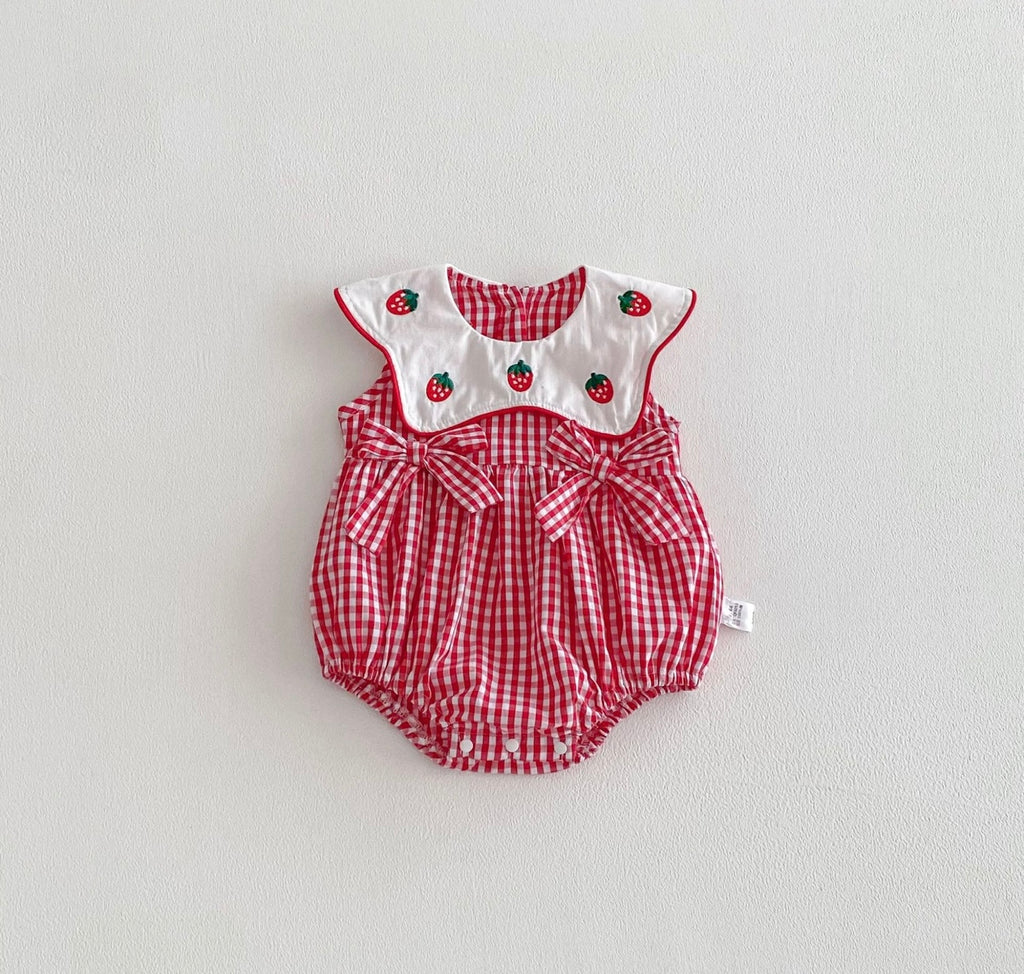 Bonnie - Strawberry Check - Romper